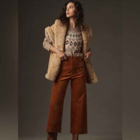 EUC Anthropologie Maeve The Colette Cropped Cord Wide Leg Bronze 31 Petite - Picture 4 of 8